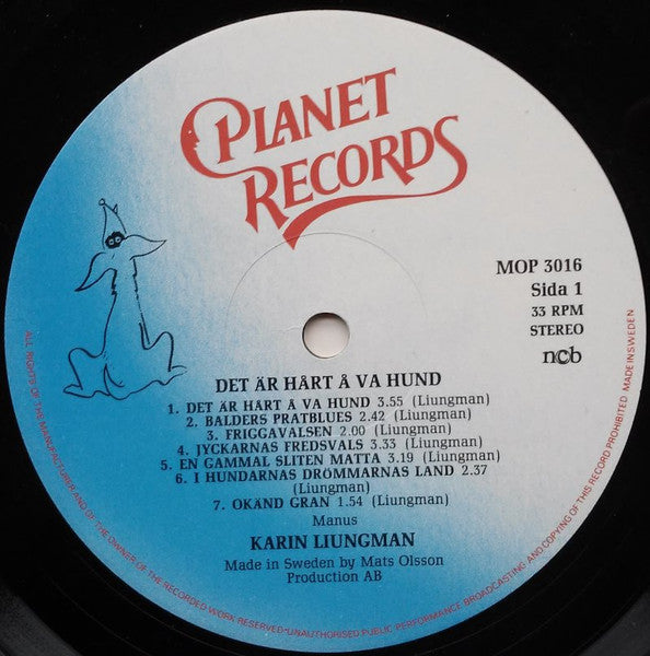Karin Liungman ~ Det Är Hårt Å Va Hund (Vinyl) - Djungel & Jazz