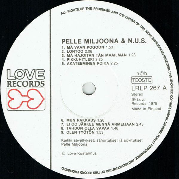 Pelle Miljoona & N.U.S. : Pelle Miljoona & N.U.S. (LP, Album)