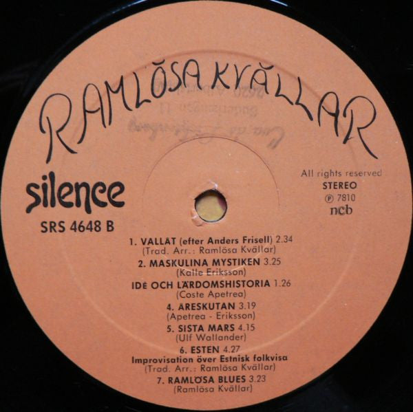 Ramlösa Kvällar ~ Ramlösa Kvällar (Vinyl) - Djungel & Jazz