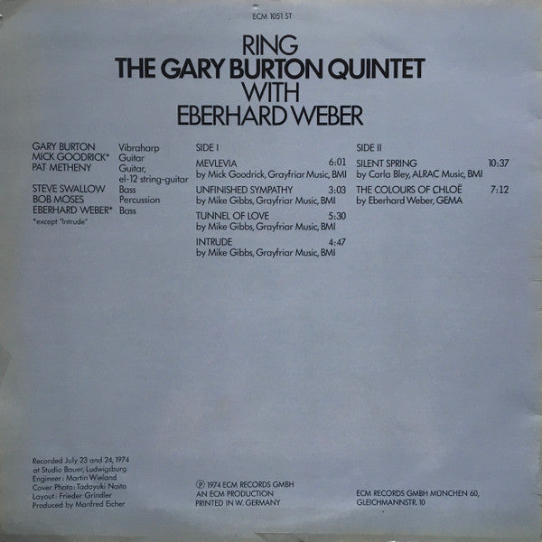 The Gary Burton Quintet With Eberhard Weber ~ Ring (Vinyl) - Djungel & Jazz