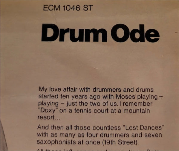 David Liebman : Drum Ode (LP, Album)