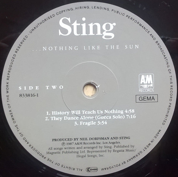 Sting ~ ...Nothing Like The Sun (Vinyl) - Djungel & Jazz