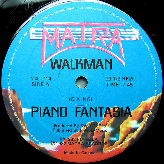 Piano Fantasia : Walkman / Sidewalk (12")