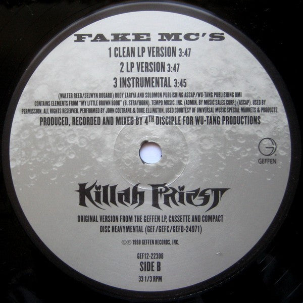 Killah Priest ~ One Step / Fake MC's (Vinyl) - Djungel & Jazz