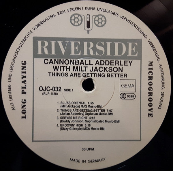 Cannonball Adderley With Milt Jackson ~ Things Are Getting Better (Vinyl) - Djungel & Jazz