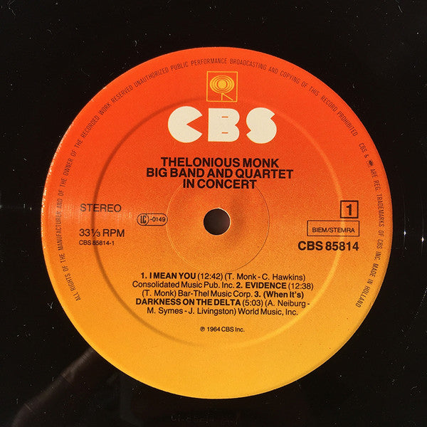 Monk ~ Big Band And Quartet In Concert (Vinyl) - Djungel & Jazz