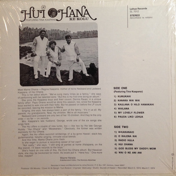 Hui Ohana Featuring Tina Kaapana ~ Ke Kolu (Vinyl) - Djungel & Jazz