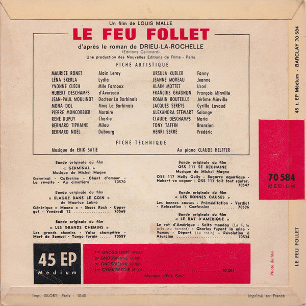 Erik Satie ~ Bande Originale Du Film Le Feu Follet (Vinyl) - Djungel & Jazz