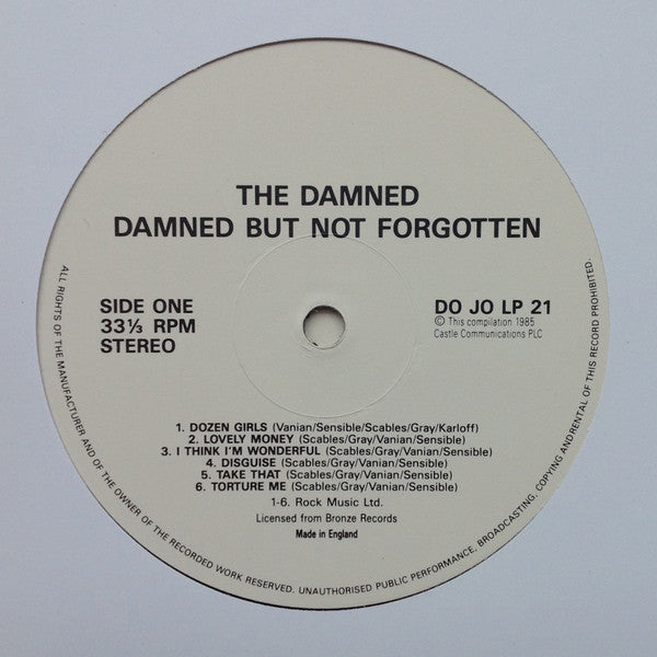 The Damned ~ Damned But Not Forgotten (Vinyl) - Djungel & Jazz