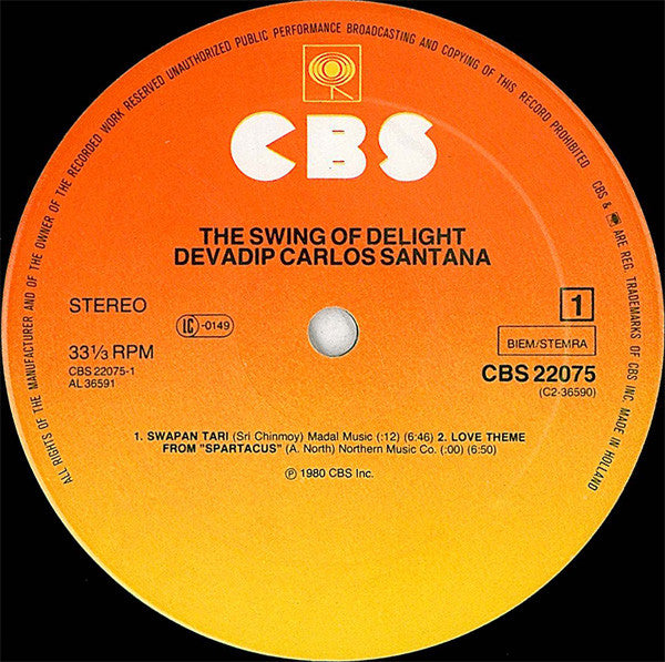 Devadip Carlos Santana ~ The Swing Of Delight (Vinyl) - Djungel & Jazz