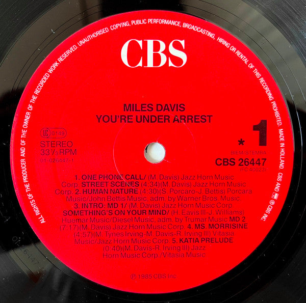 Miles Davis ~ You're Under Arrest (Vinyl) - Djungel & Jazz