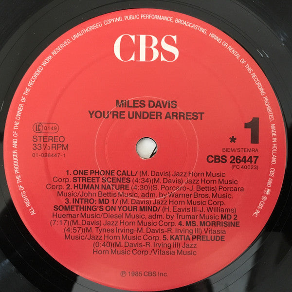 Miles Davis ~ You're Under Arrest (Vinyl) - Djungel & Jazz