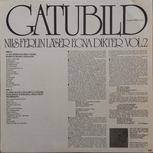 Nils Ferlin ~ Gatubild: Nils Ferlin Läser Egna Dikter Vol. 2 (Vinyl) - Djungel & Jazz