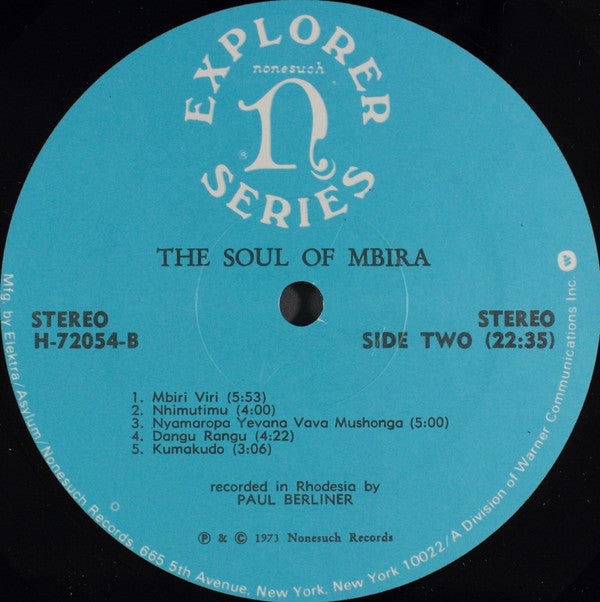 Shona  ~ The Soul Of Mbira: Traditions Of The Shona People Of Rhodesia (Vinyl) - Djungel & Jazz