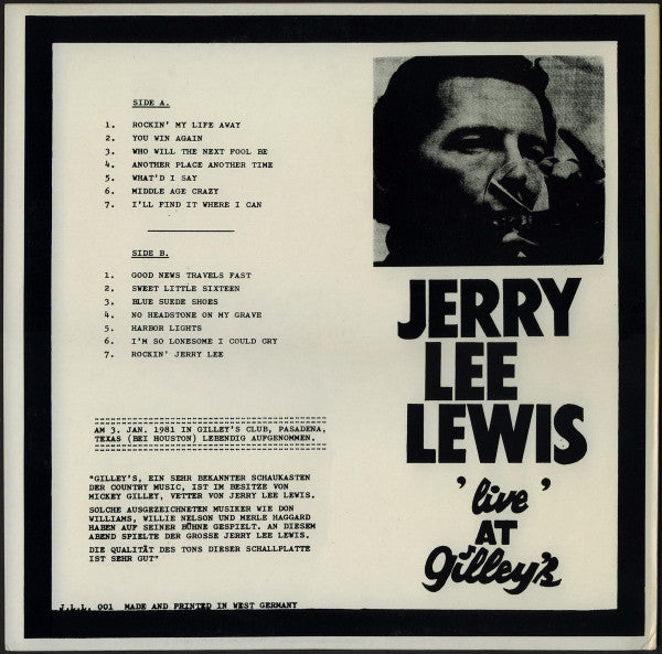 Jerry Lee Lewis : Live At Gilley's (LP, Album, Unofficial)