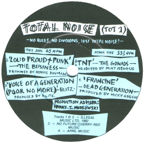 The Business / The Gonads / Blitz / Dead Generation ~ Total Noise #1 (Vinyl) - Djungel & Jazz