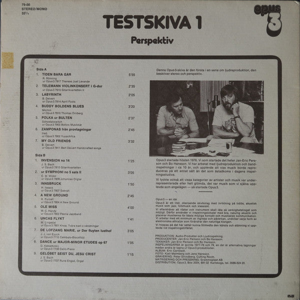 Various ~ Testskiva 1 (Perspektiv) (Vinyl) - Djungel & Jazz
