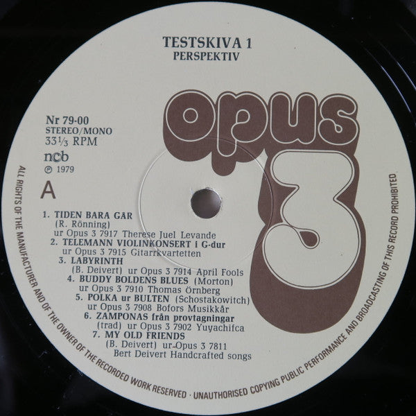 Various ~ Testskiva 1 (Perspektiv) (Vinyl) - Djungel & Jazz