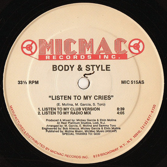 Body & Style ~ Listen To My Cries (Vinyl) - Djungel & Jazz