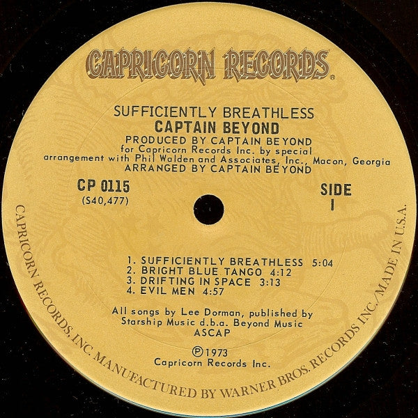 Captain Beyond ~ Sufficiently Breathless (Vinyl) - Djungel & Jazz