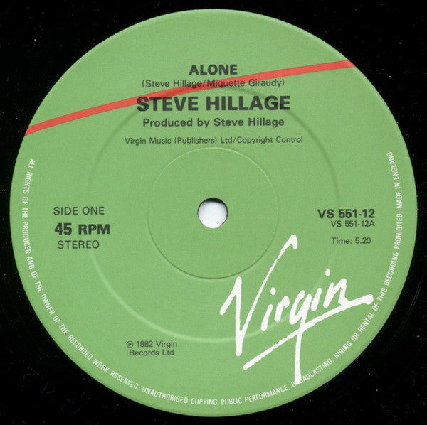 Steve Hillage ~ Alone (Vinyl) - Djungel & Jazz
