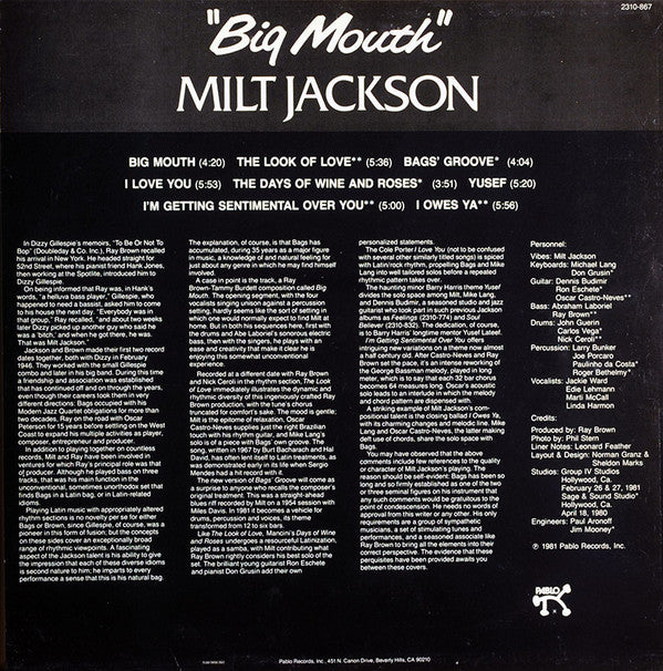Milt Jackson ~ Big Mouth (Vinyl) - Djungel & Jazz
