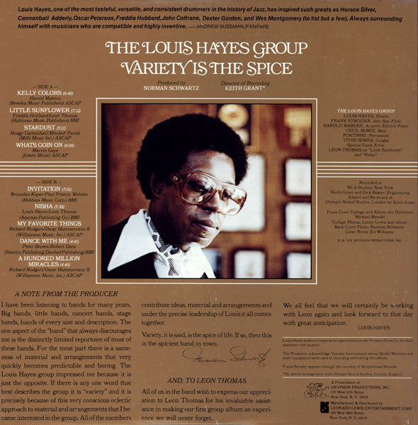 LP: The Louis Hayes Group - Variety Is The Spice