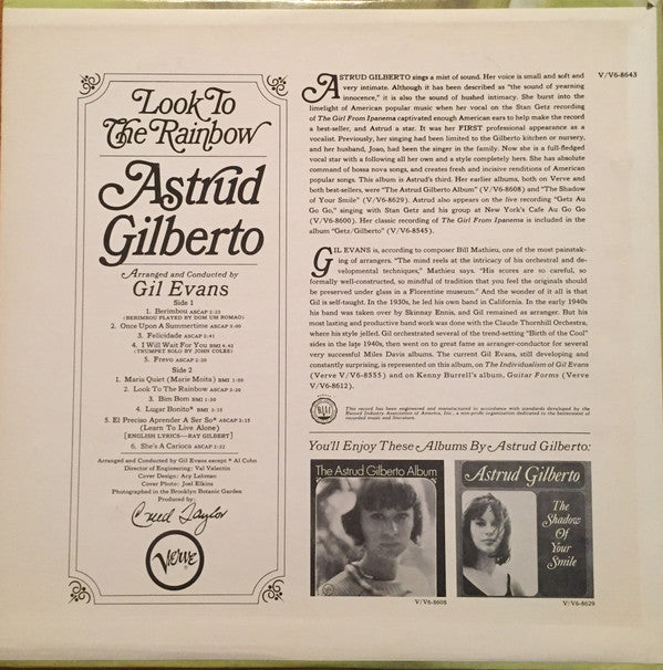 Astrud Gilberto ~ Look To The Rainbow (Vinyl) - Djungel & Jazz