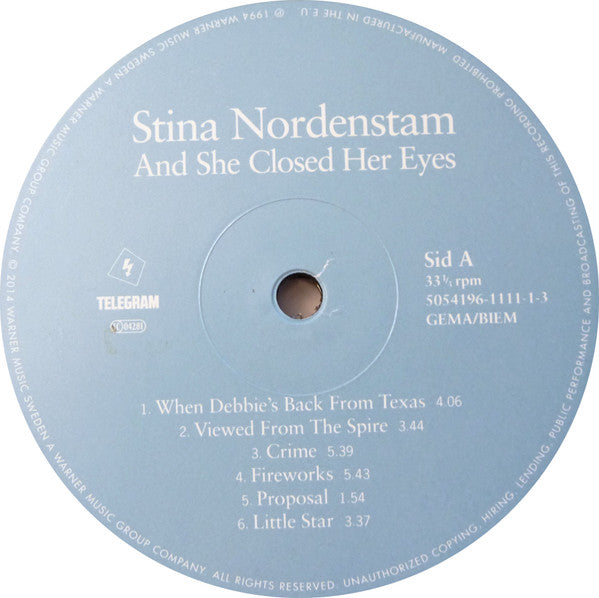 Stina Nordenstam ~ And She Closed Her Eyes (Vinyl) - Djungel & Jazz