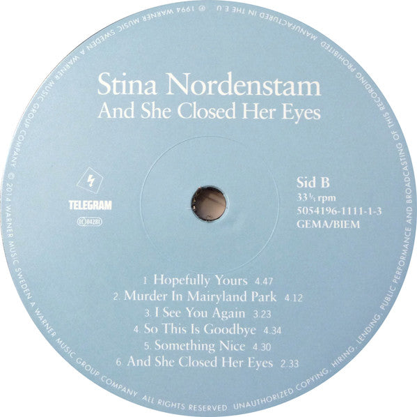 Stina Nordenstam ~ And She Closed Her Eyes (Vinyl) - Djungel & Jazz