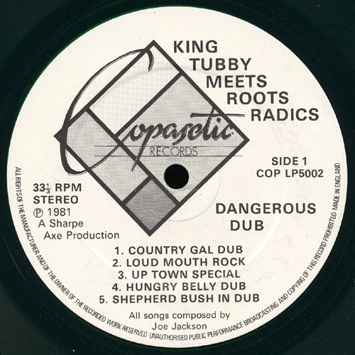 King Tubby Meets Roots Radics* : Dangerous Dub (LP, Album, Gre)