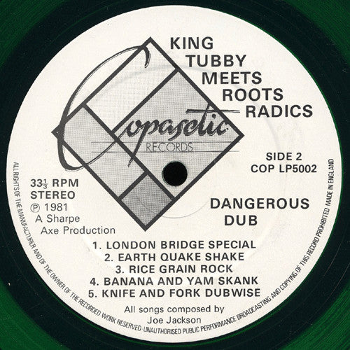 King Tubby Meets Roots Radics* : Dangerous Dub (LP, Album, Gre)