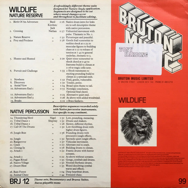 Basil Kirchin / Jack Nathan / Nigel Shipway ~ Wildlife (Vinyl) - Djungel & Jazz