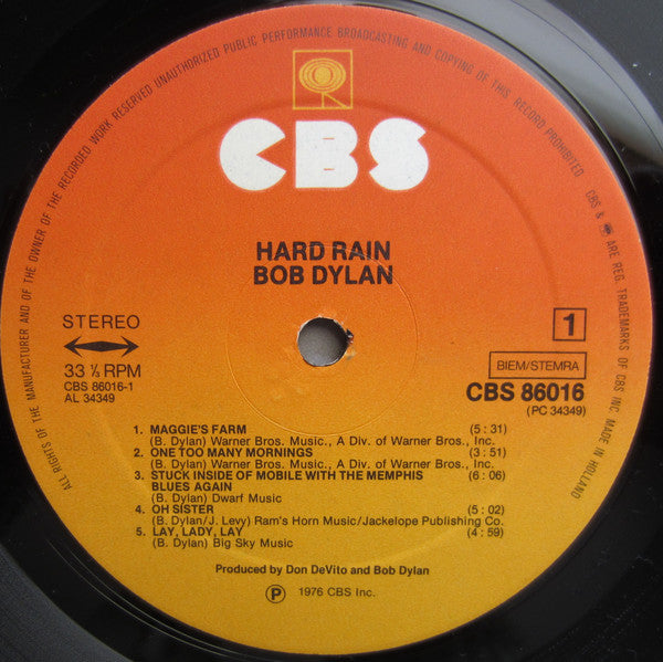 Bob Dylan ~ Hard Rain (Vinyl) - Djungel & Jazz