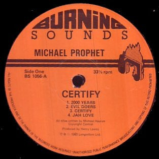 Michael Prophet : Certify (LP, Album)
