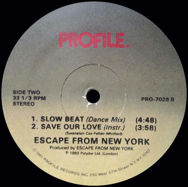 Escape From New York  ~ Save Our Love / Slow Beat (Vinyl) - Djungel & Jazz