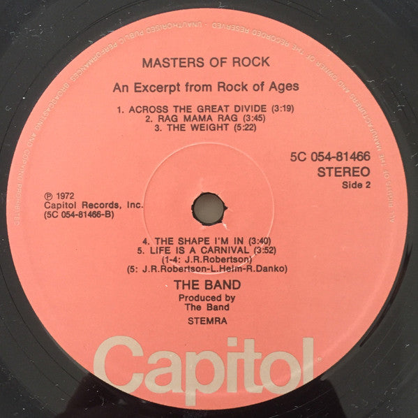 The Band ~ The Band In Concert - An Excerpt From Rock Of Ages (Vinyl) - Djungel & Jazz