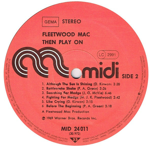 Fleetwood Mac : Then Play On (LP, Album, RE)