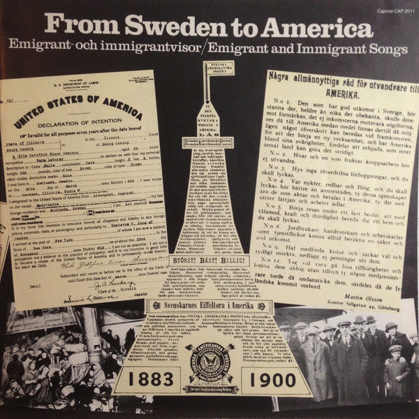 Various : From Sweden To America - Emigrant- Och Immigrantvisor / Emigrant And Immigrant Songs (2xLP, Comp, Mono)