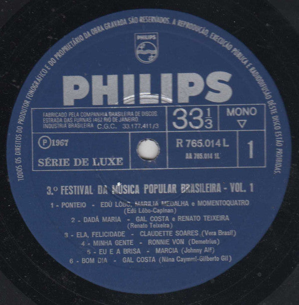 Various : 3º Festival Da Música Popular Brasileira - Vol. 1 (LP, Album, RE)