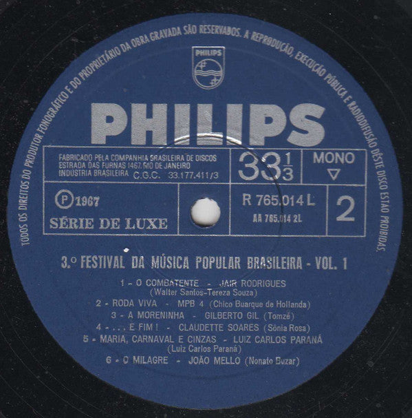 Various : 3º Festival Da Música Popular Brasileira - Vol. 1 (LP, Album, RE)