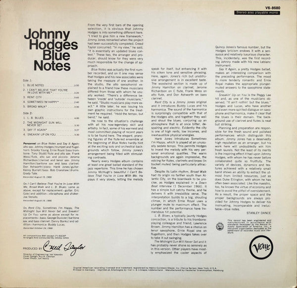 Johnny Hodges ~ Blue Notes (Vinyl) - Djungel & Jazz