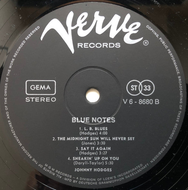 Johnny Hodges ~ Blue Notes (Vinyl) - Djungel & Jazz