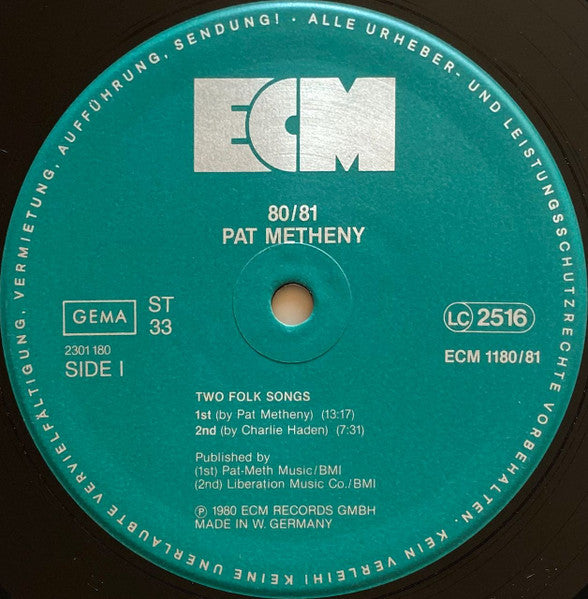 Pat Metheny, Charlie Haden, Jack DeJohnette, Dewey Redman, Michael Brecker ~ 80/81 (Vinyl) - Djungel & Jazz