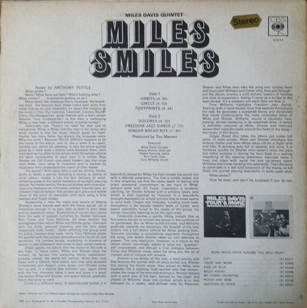 Miles Davis Quintet ~ Miles Smiles (Vinyl) - Djungel & Jazz