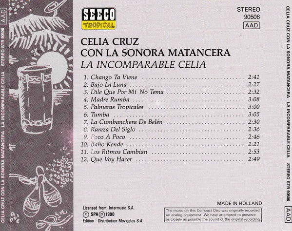Celia Cruz Con La Sonora Matancera ~ La Incomparable Celia (Vinyl) - Djungel & Jazz