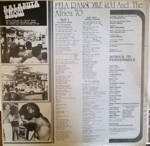 Fela Kuti & Africa 70 : Kalakuta Show (LP, Album, RE)