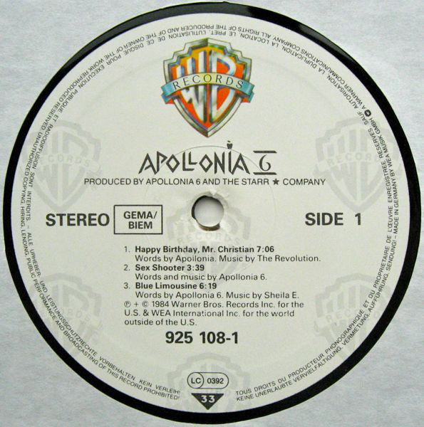 Apollonia 6 ~ Apollonia 6 (Vinyl) - Djungel & Jazz
