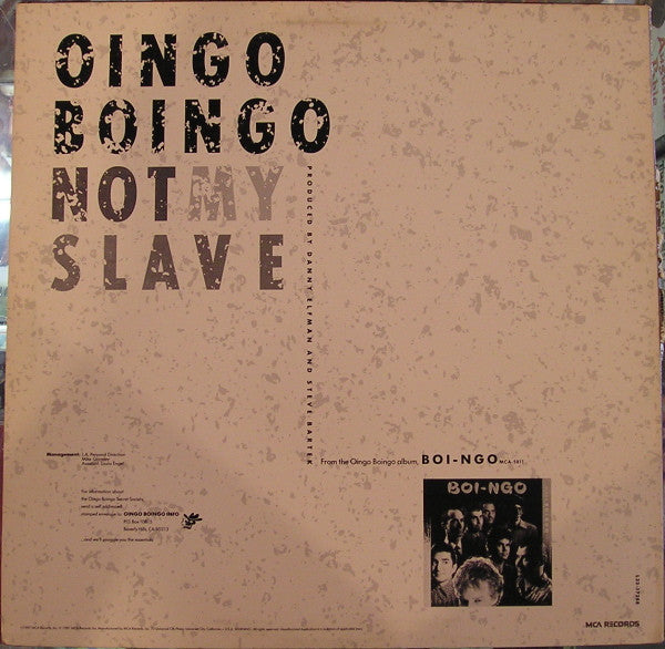 Oingo Boingo : Not My Slave (12", Single, Promo)