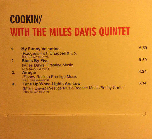 The Miles Davis Quintet ~ Cookin' With The Miles Davis Quintet (Vinyl) - Djungel & Jazz